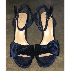 LC Blue Velvet Bow High Heels